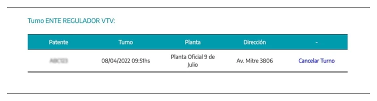 Paso 3 para consultar o cambiar el turno de la VTV en Malvinas Argentinas